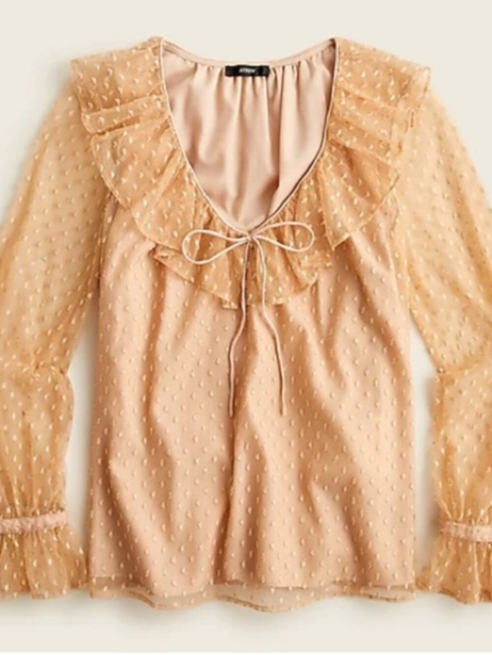 J Crew Ruffleneck Top in Clip Dot Blouse